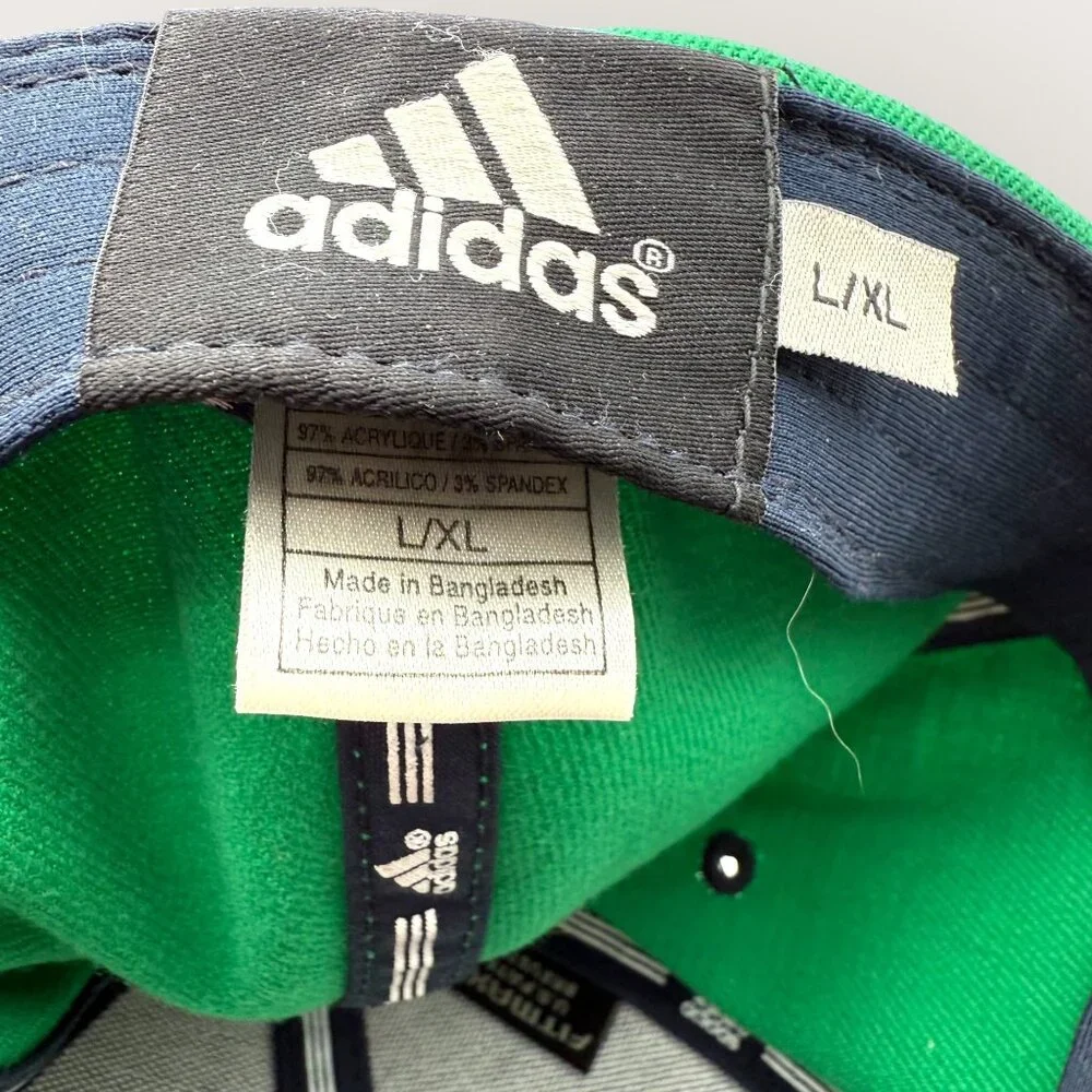 Notre Dame Fighting Irish Adidas Hat Green Navy Baseball Cap Size L-XL - Picture 8 of 8